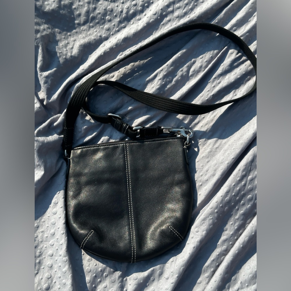Black leather Coach Top-Zip Crossbody